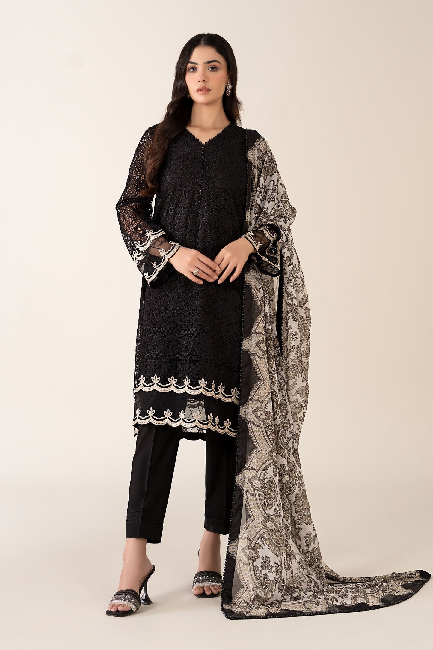 Maria B | Pre Fall Dresses | 3 Piece Embroidered Chiffon Suit BB - Pakistani Designer Dress - by Maria B - Type : Ladies Clothes - 100% Original at Saira Sultan