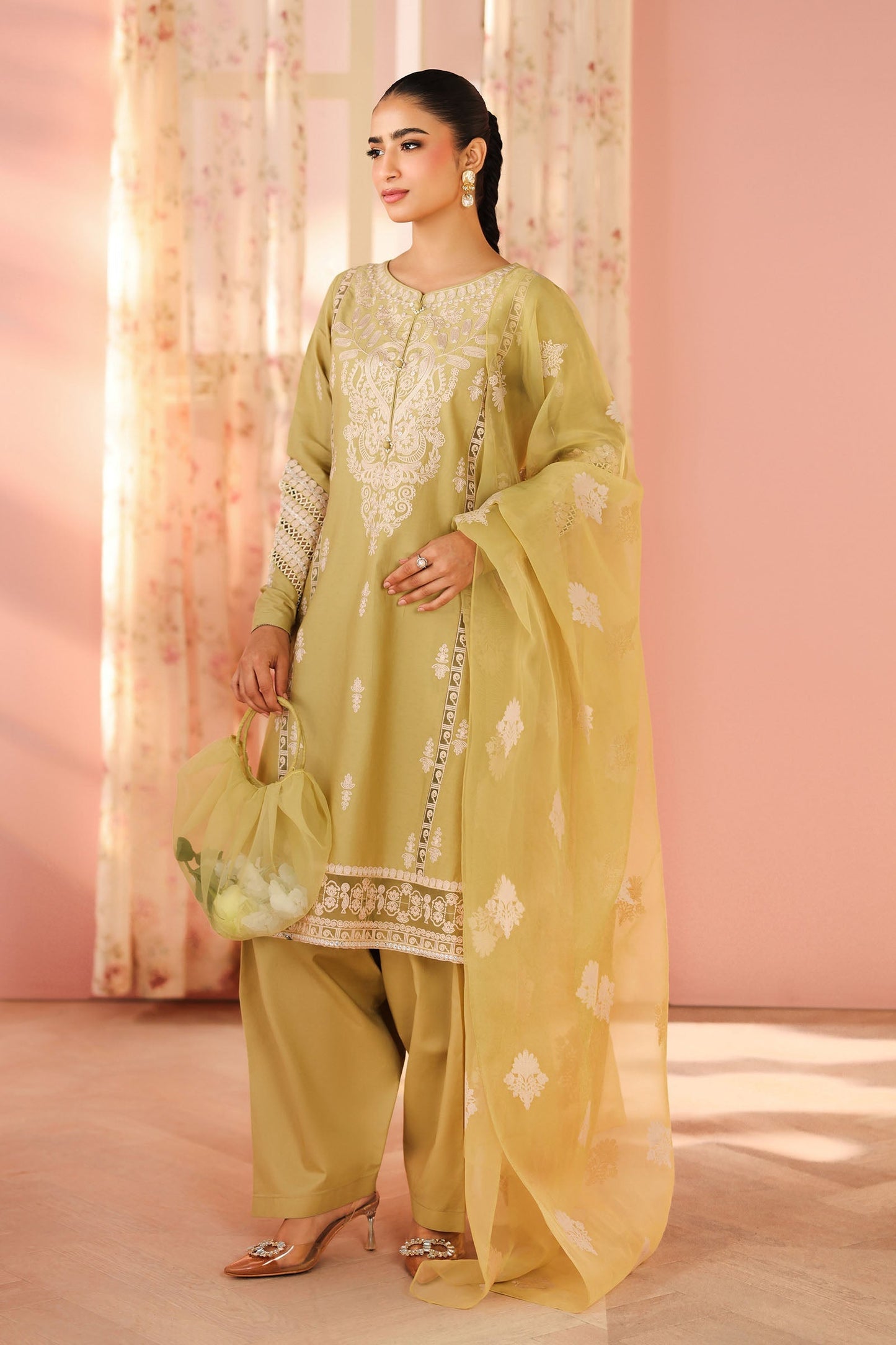 Maria B | Pre Fall Dresses | 3 Piece Embroidered Dobby Suit MM - Pakistani Designer Dress - by Maria B - Type : Ladies Clothes - 100% Original at Saira Sultan