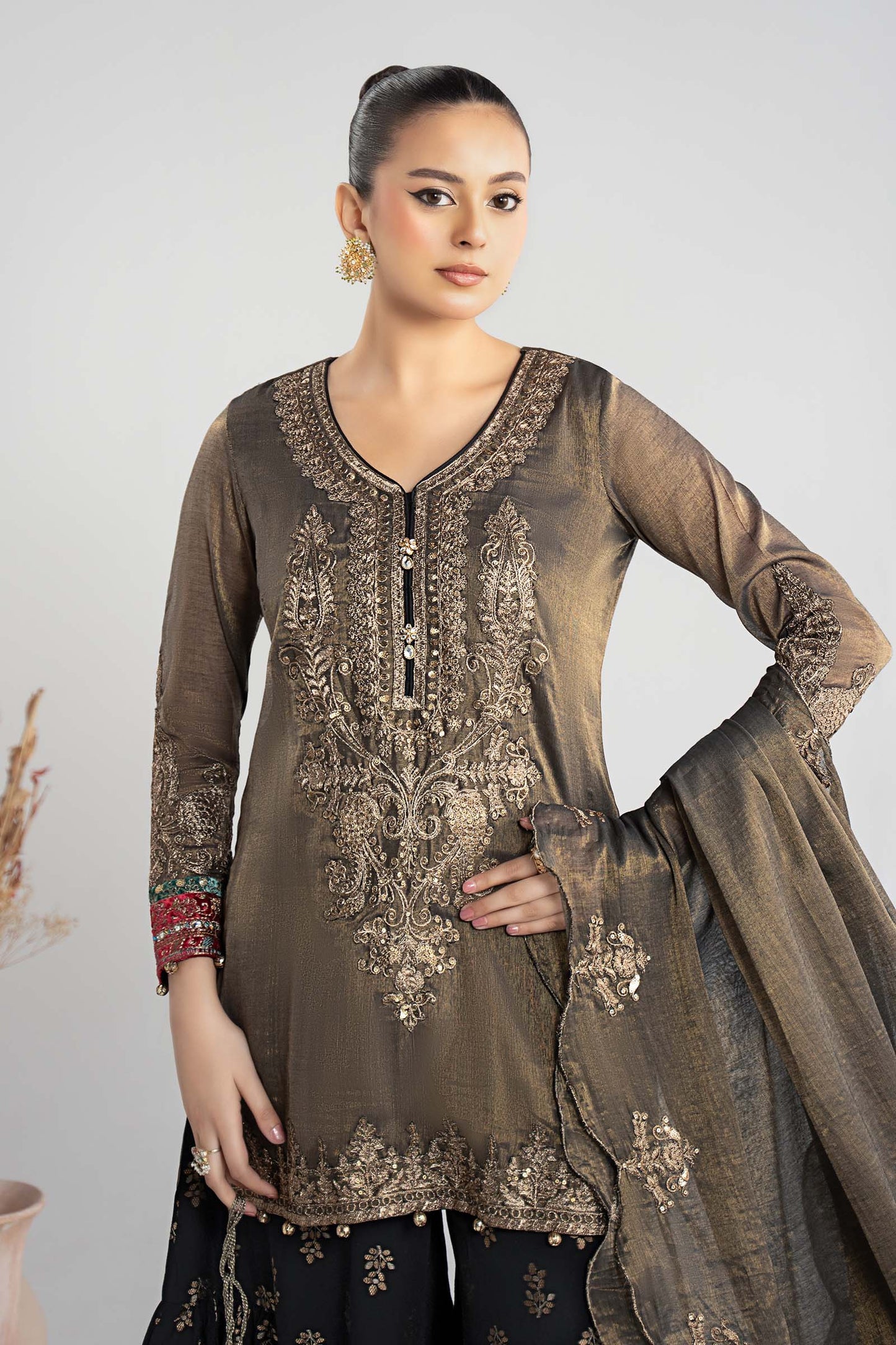 Maria B | Pre Fall Dresses | 3 Piece Embroidered Masoori Suit ZB - Pakistani Designer Dress - by Maria B - Type : Ladies Clothes - 100% Original at Saira Sultan