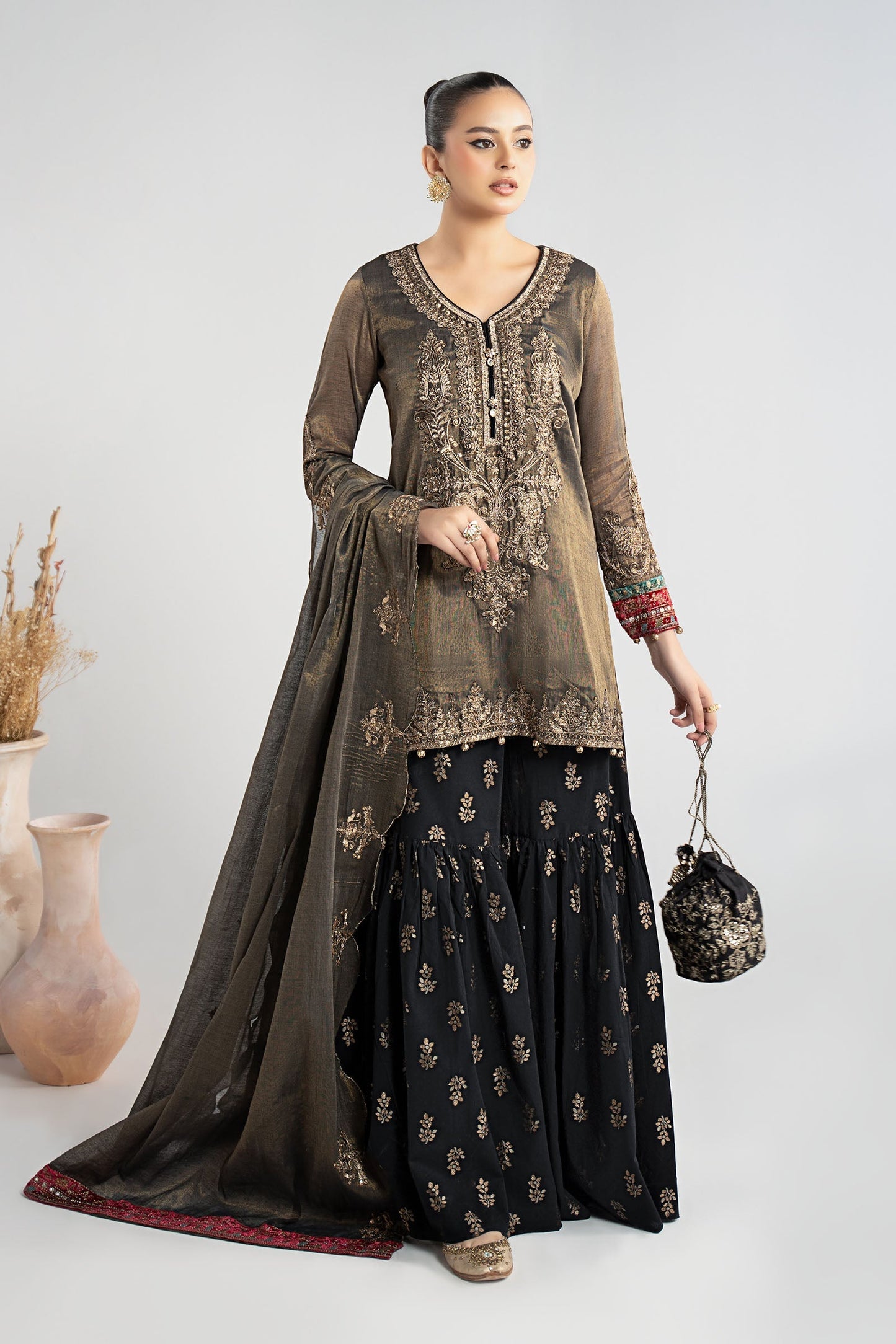 Maria B | Pre Fall Dresses | 3 Piece Embroidered Masoori Suit ZB - Pakistani Designer Dress - by Maria B - Type : Ladies Clothes - 100% Original at Saira Sultan