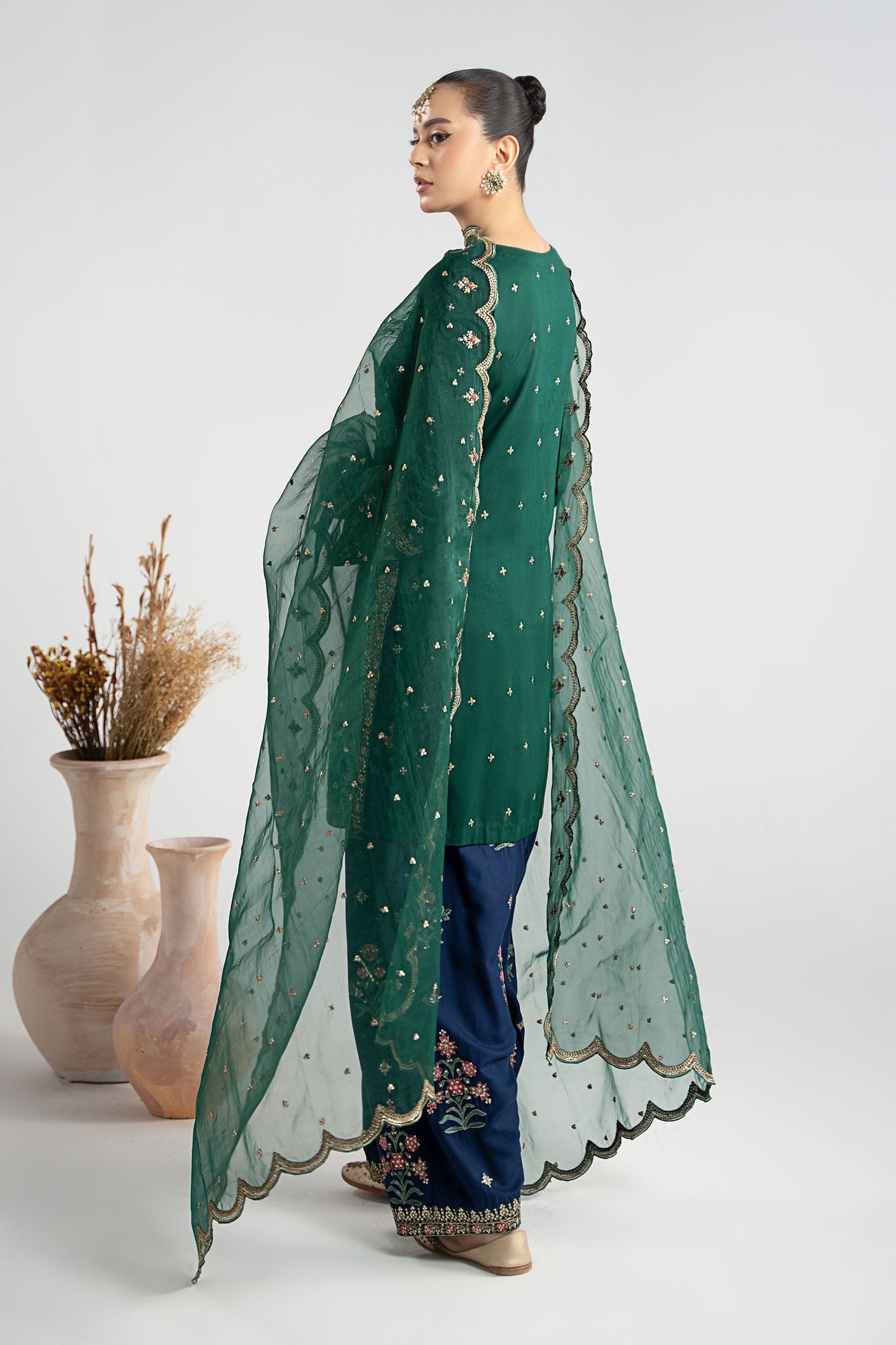 Maria B | Pre Fall Dresses | 3 Piece Embroidered Linen Suit ZC - Pakistani Designer Dress - by Maria B - Type : Ladies Clothes - 100% Original at Saira Sultan