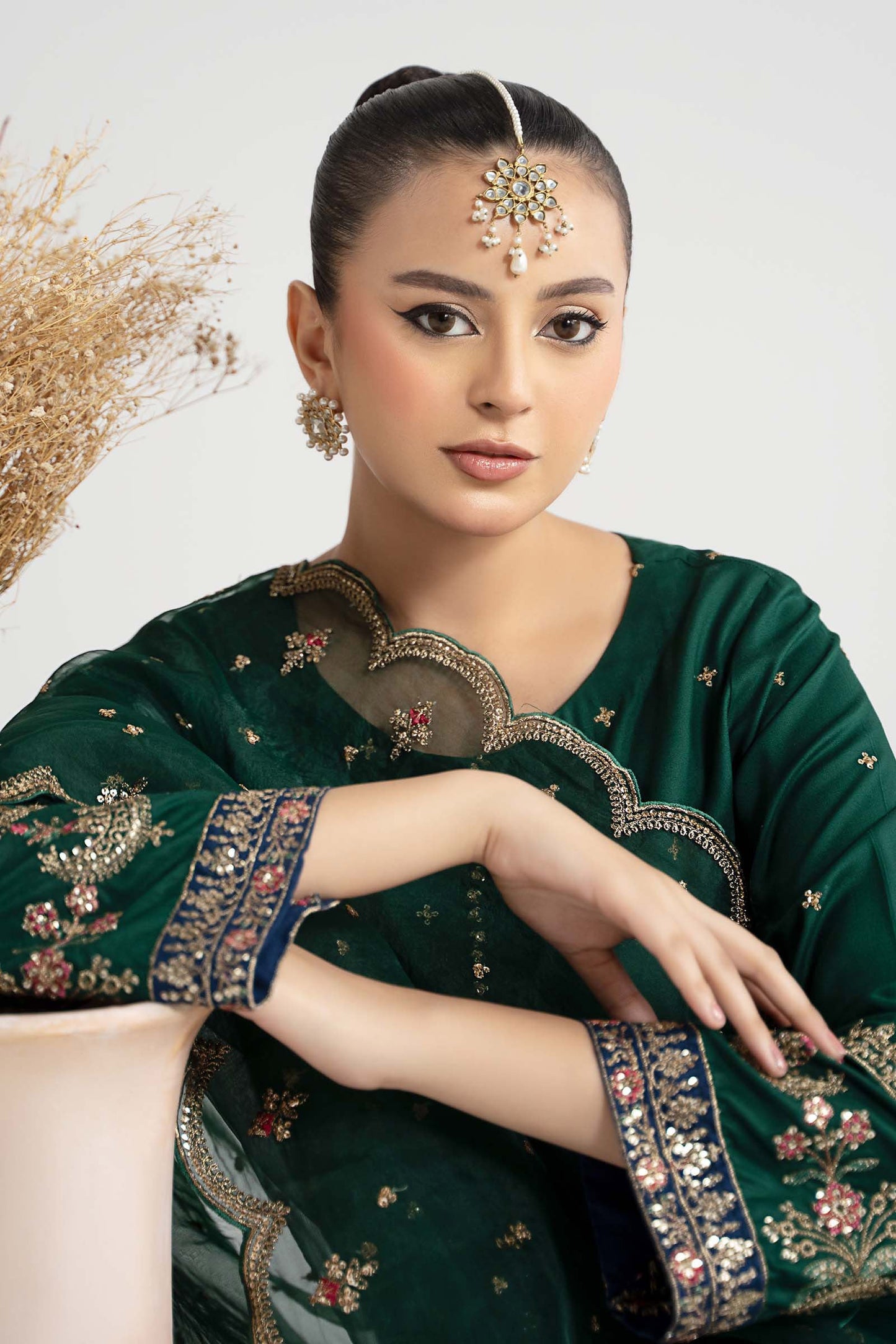 Maria B | Pre Fall Dresses | 3 Piece Embroidered Linen Suit ZC - Pakistani Designer Dress - by Maria B - Type : Ladies Clothes - 100% Original at Saira Sultan