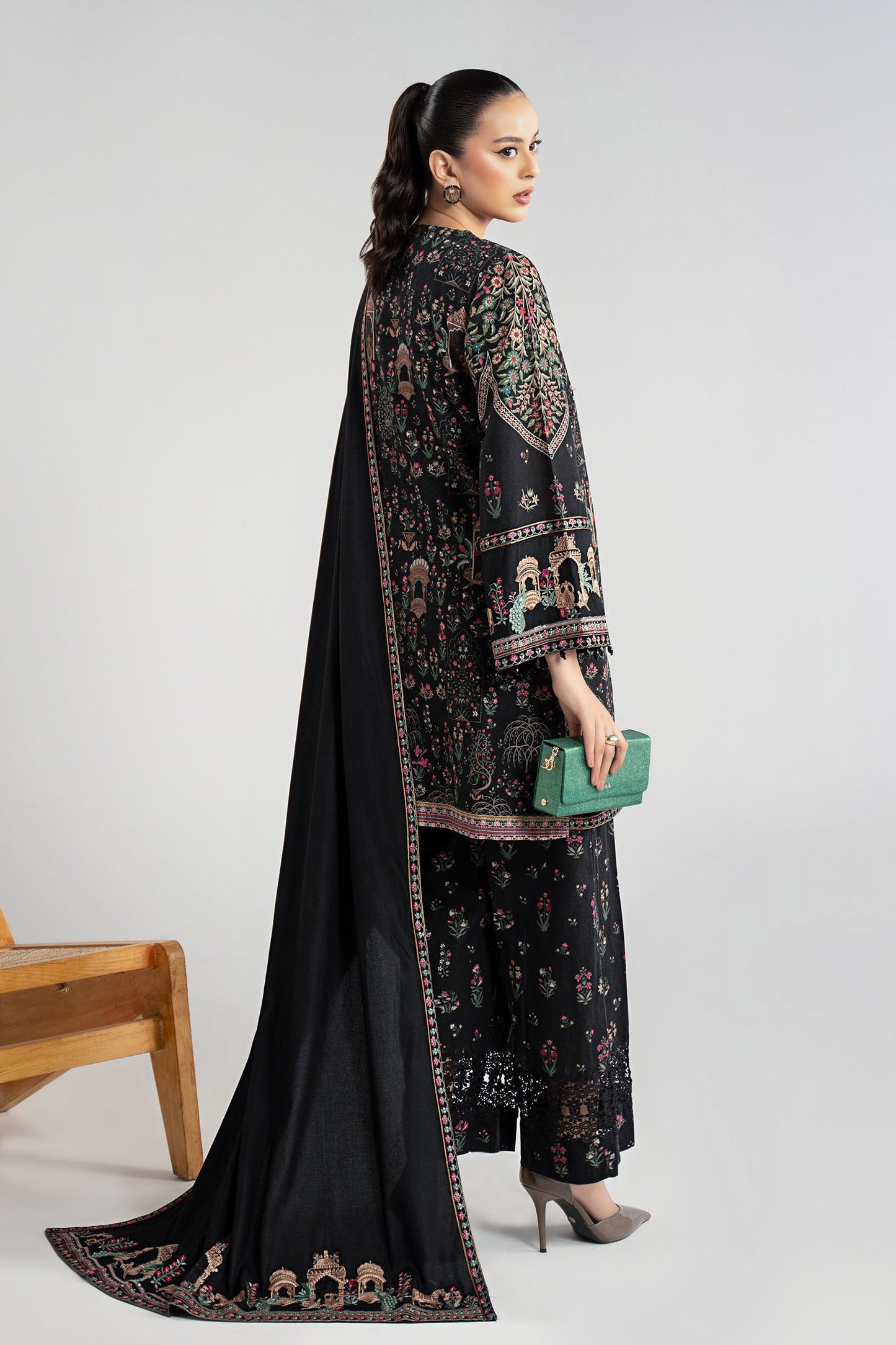 Maria B | Pre Fall Dresses | 3 Piece Embroidered Khaddar Suit ZF - Pakistani Designer Dress - by Maria B - Type : Ladies Clothes - 100% Original at Saira Sultan