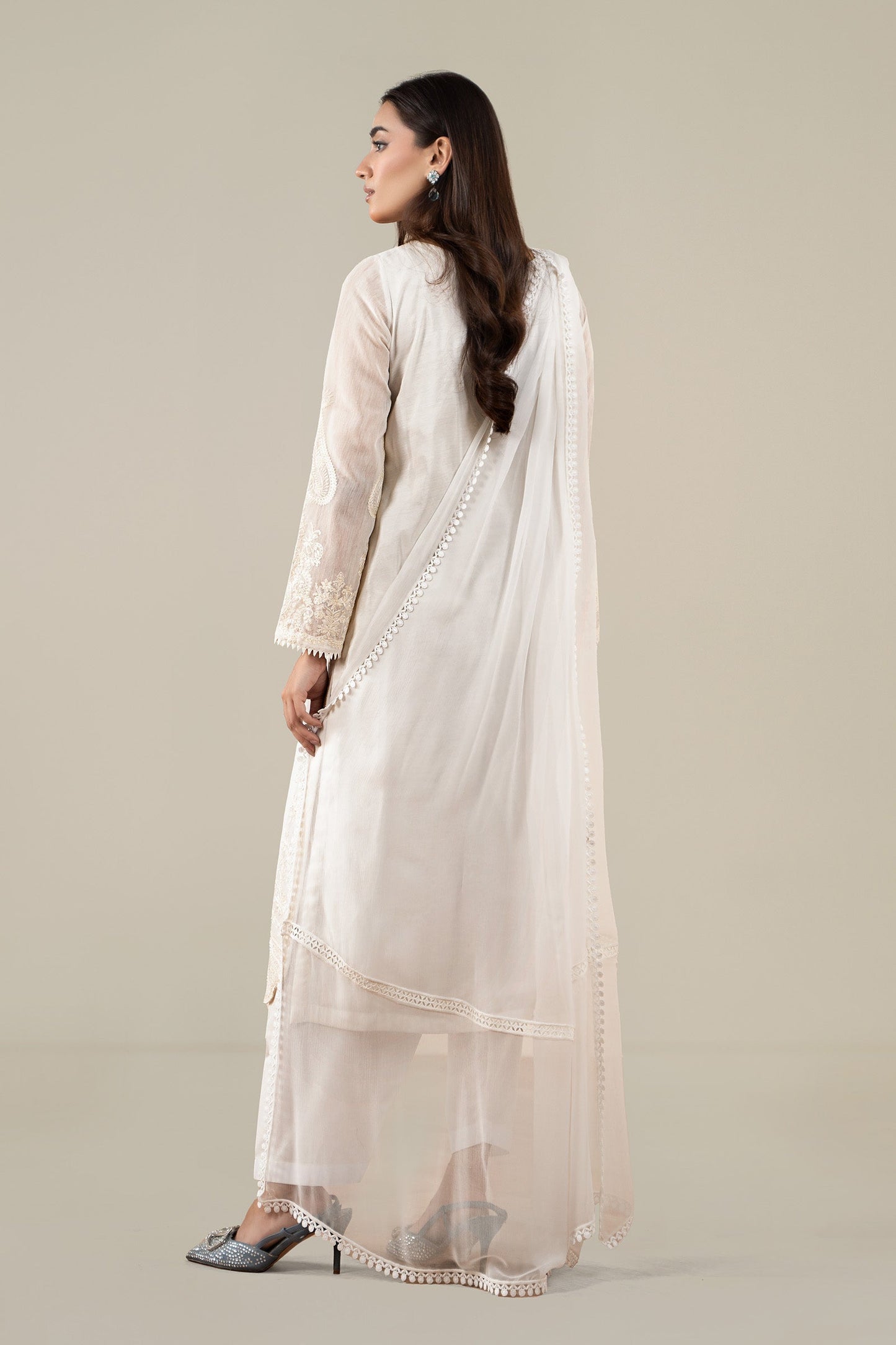 Maria B | Pre Fall Dresses | 3 Piece Embroidered Paper Cotton Suit AA - Pakistani Designer Dress - by Maria B - Type : Ladies Clothes - 100% Original at Saira Sultan