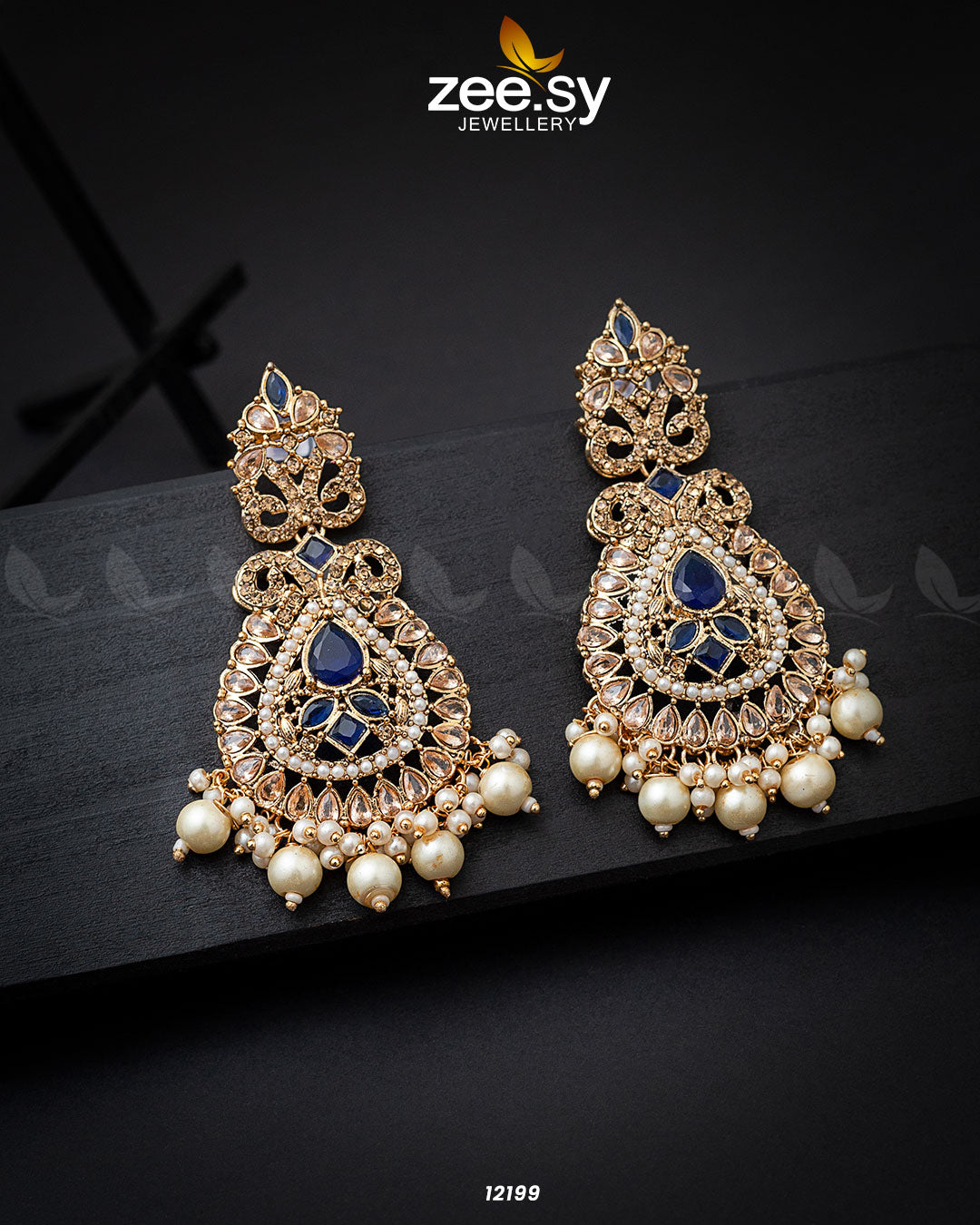 Dilnaz Jhumka Golden Blue