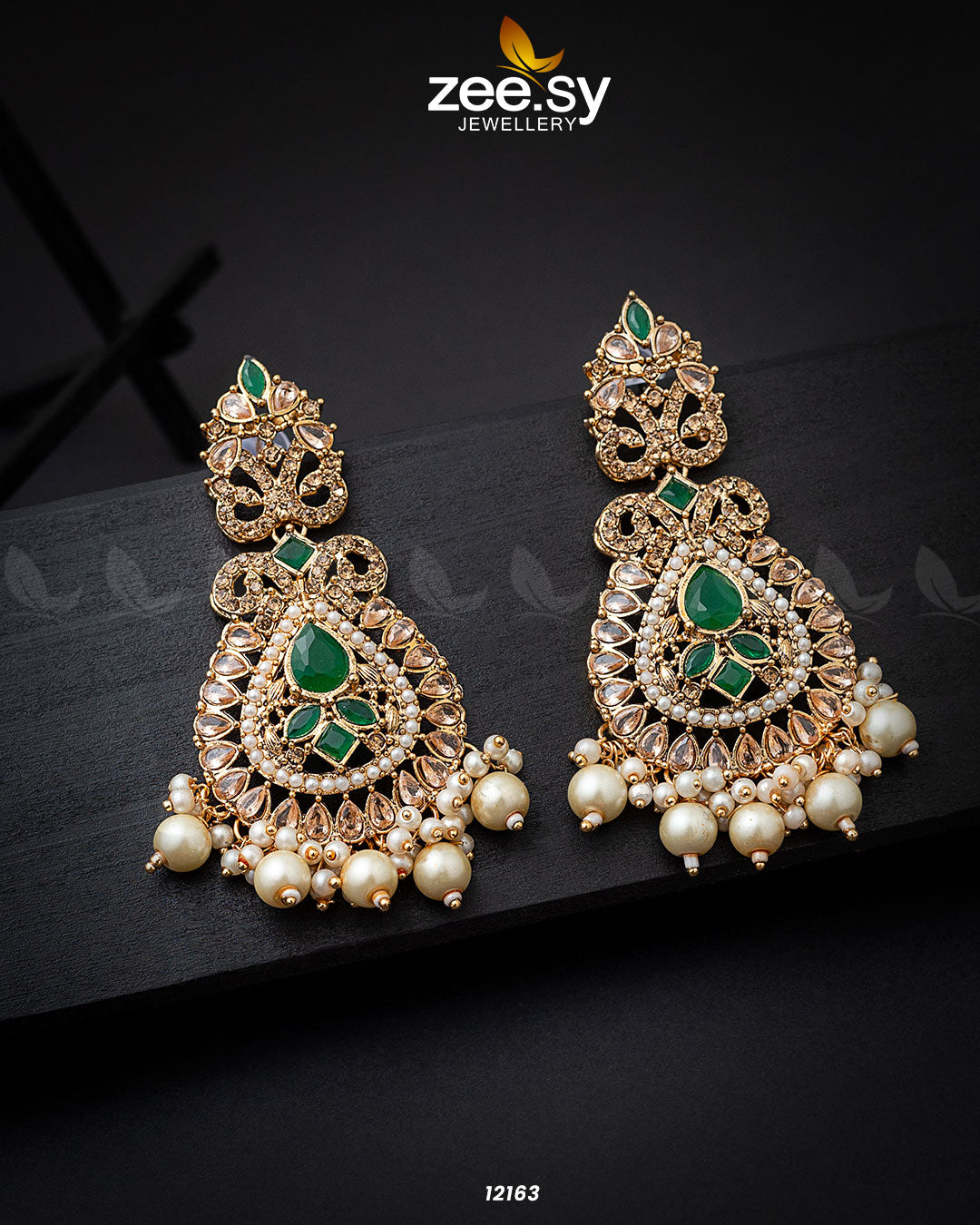 Dilnaz Jhumka Golden Green