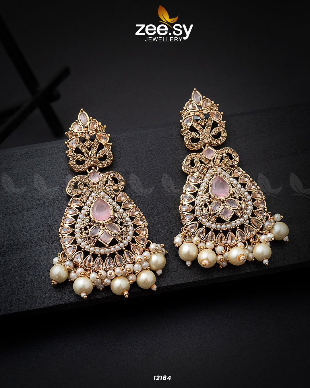 Dilnaz Jhumka Golden Mint Pink