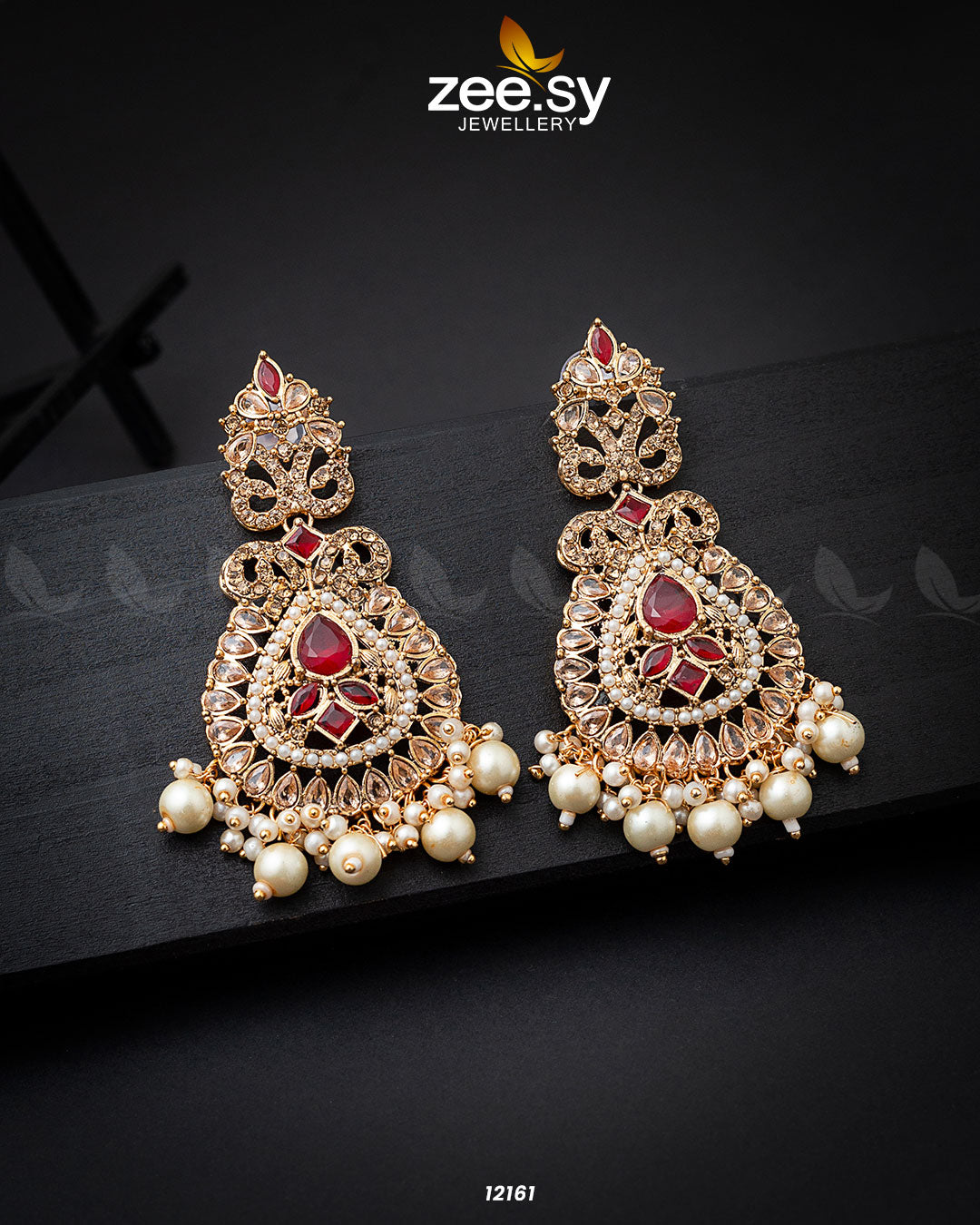 Dilnaz Jhumka Golden Red