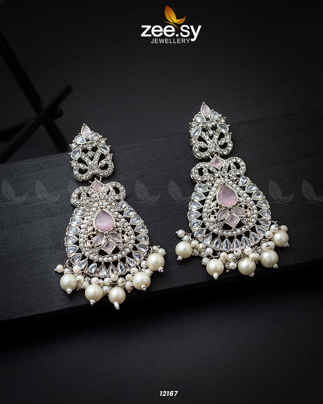 Dilnaz Jhumka Silver Mint Pink