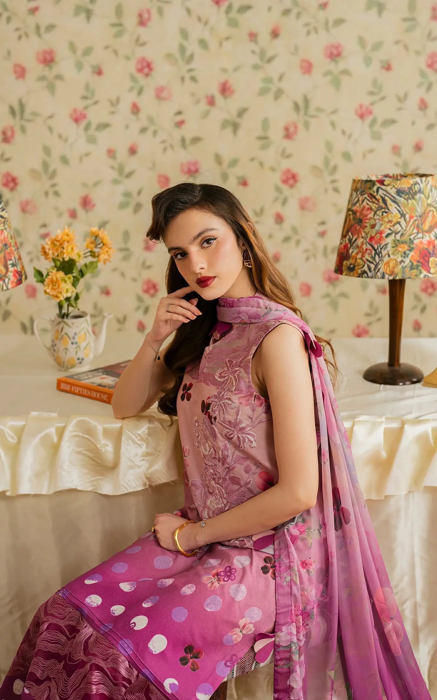 Asifa and Nabeel | Meraki Vintage 25 | Dosti (MVL25-11) Custom Size Magenta Lawn