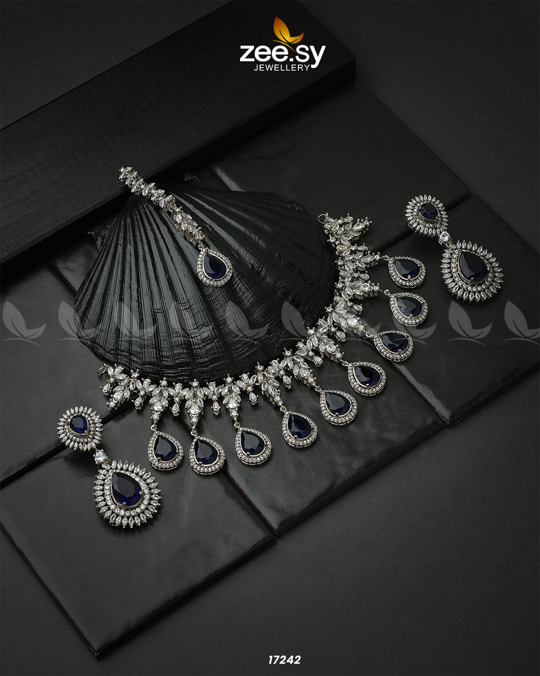 Drop Cut Necklace Blue