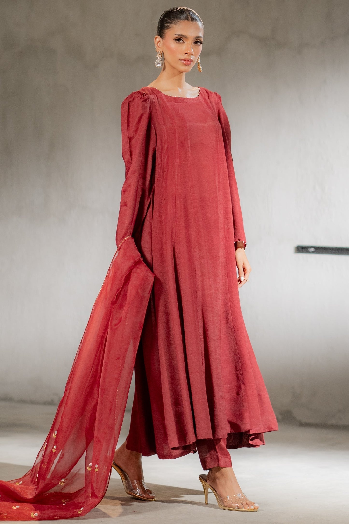 Ego | Diva Premium | DIVINE 3 PIECE L Maroon Raw Silk