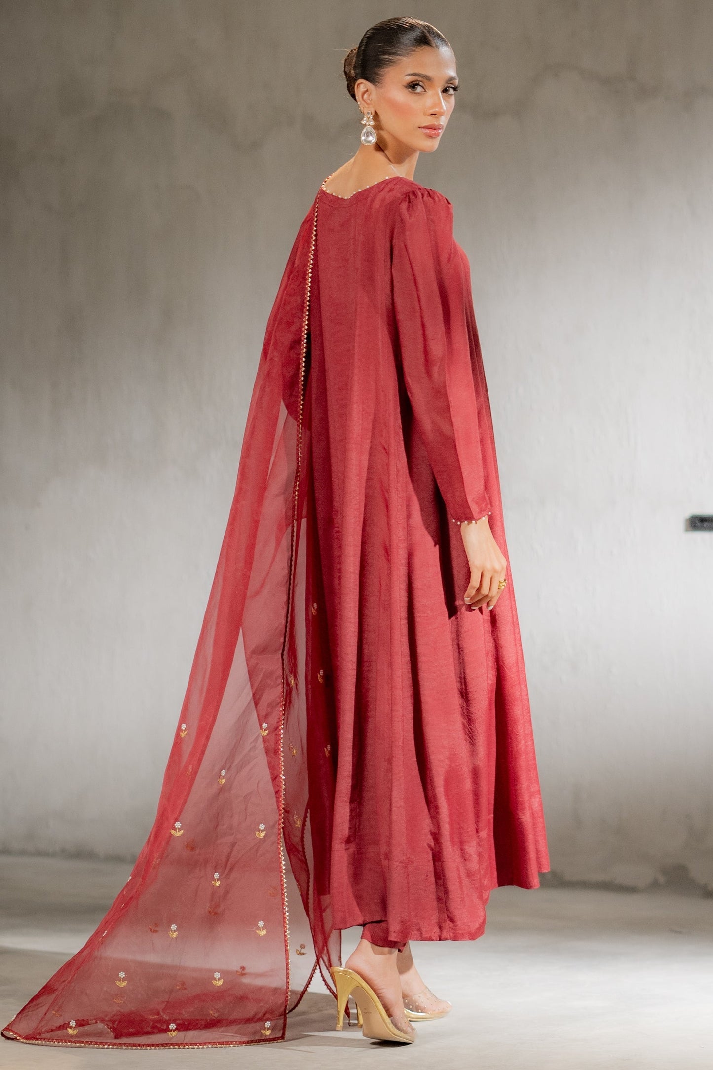 Ego | Diva Premium | DIVINE 3 PIECE S Maroon Raw Silk