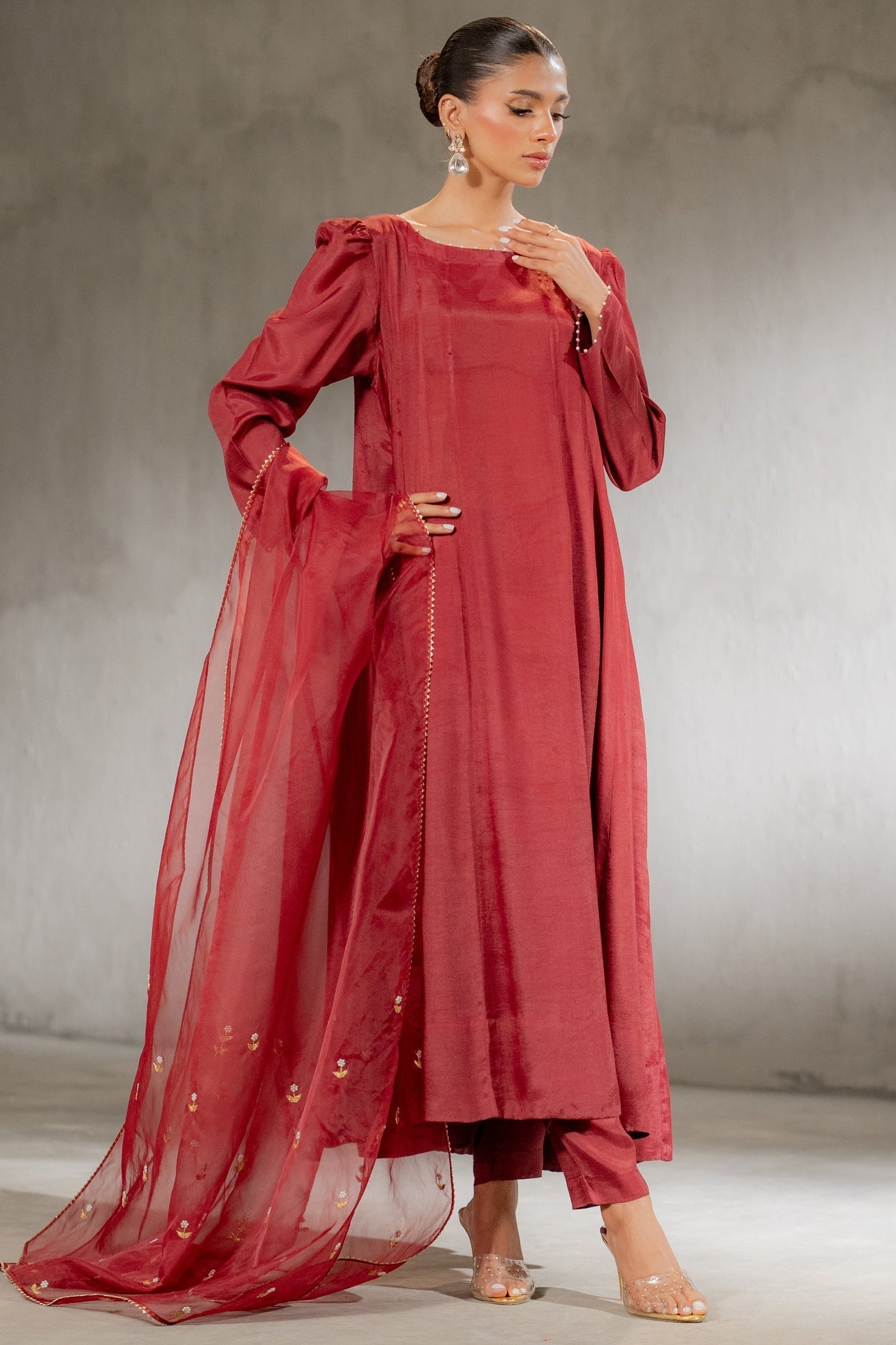 Ego | Diva Premium | DIVINE 3 PIECE XS Maroon Raw Silk