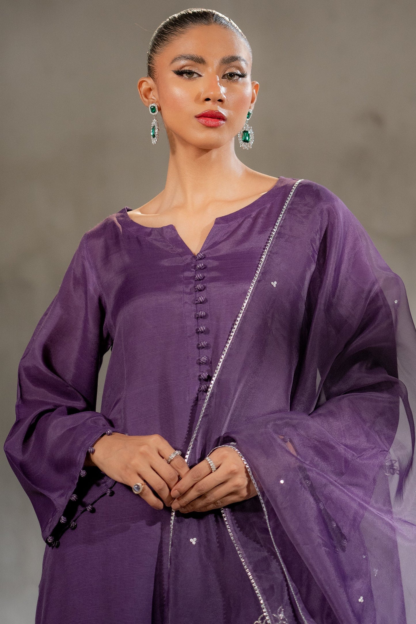 Ego | Diva Premium | JHALAK 3 PIECE M Purple Raw Silk