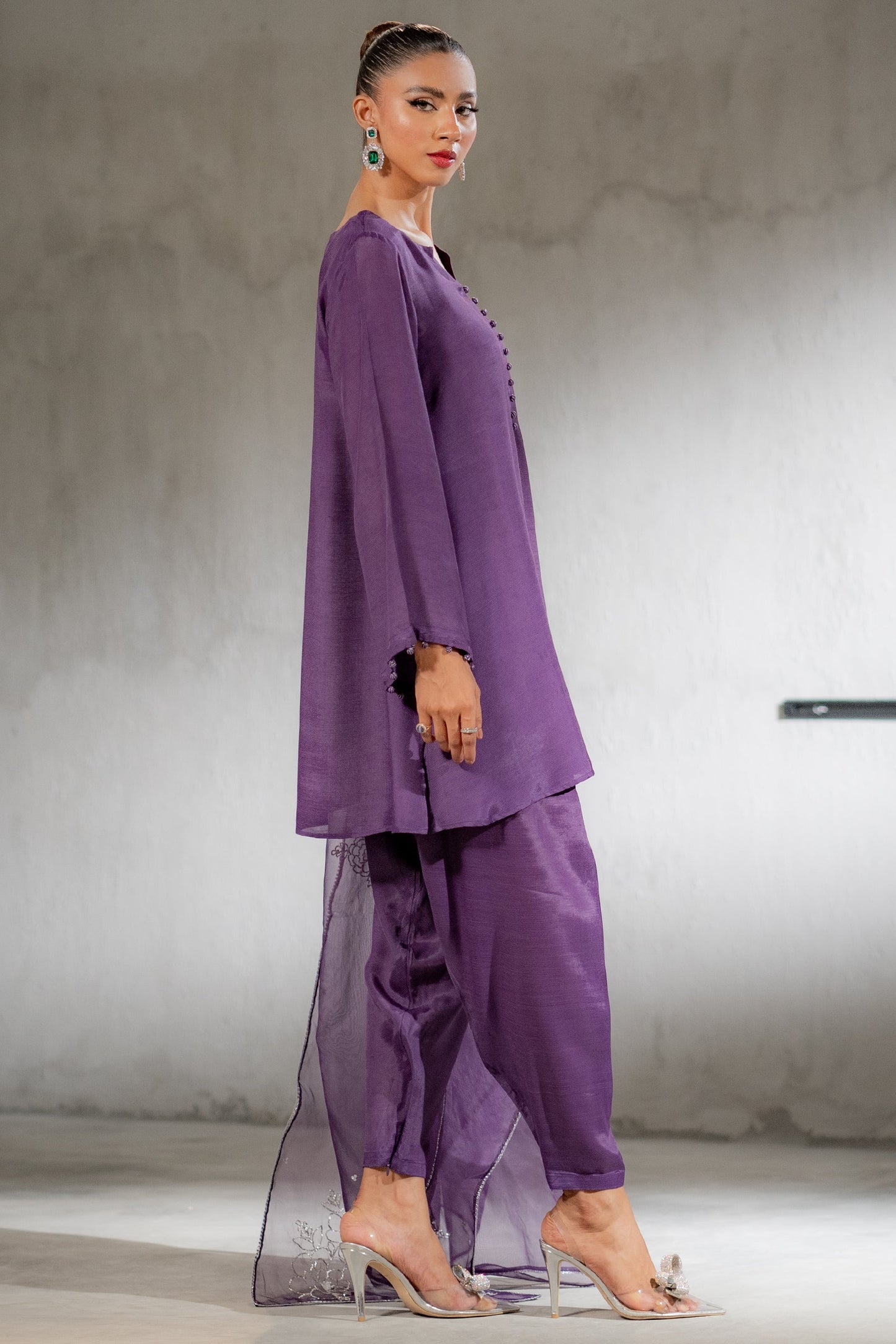 Ego | Diva Premium | JHALAK 3 PIECE L Purple Raw Silk