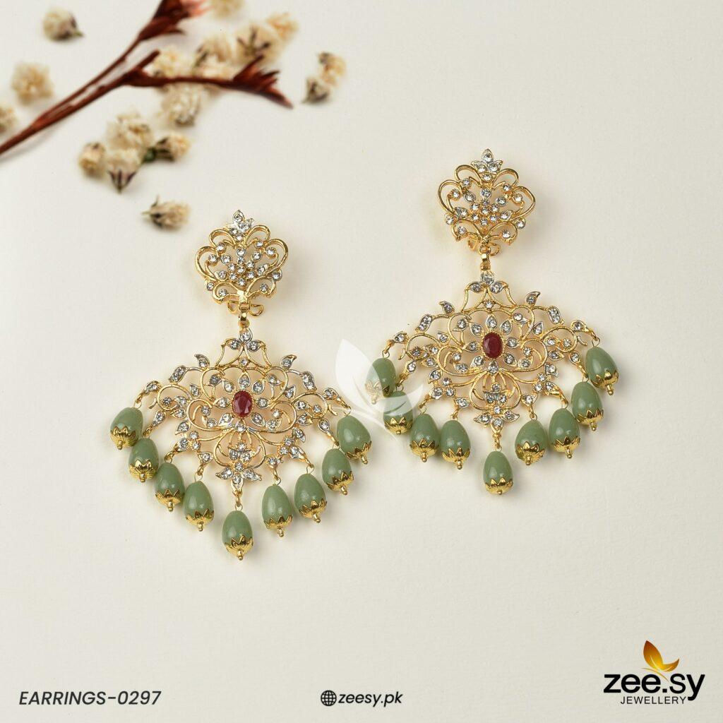 Earrings-0297 Pista Center Stone Red