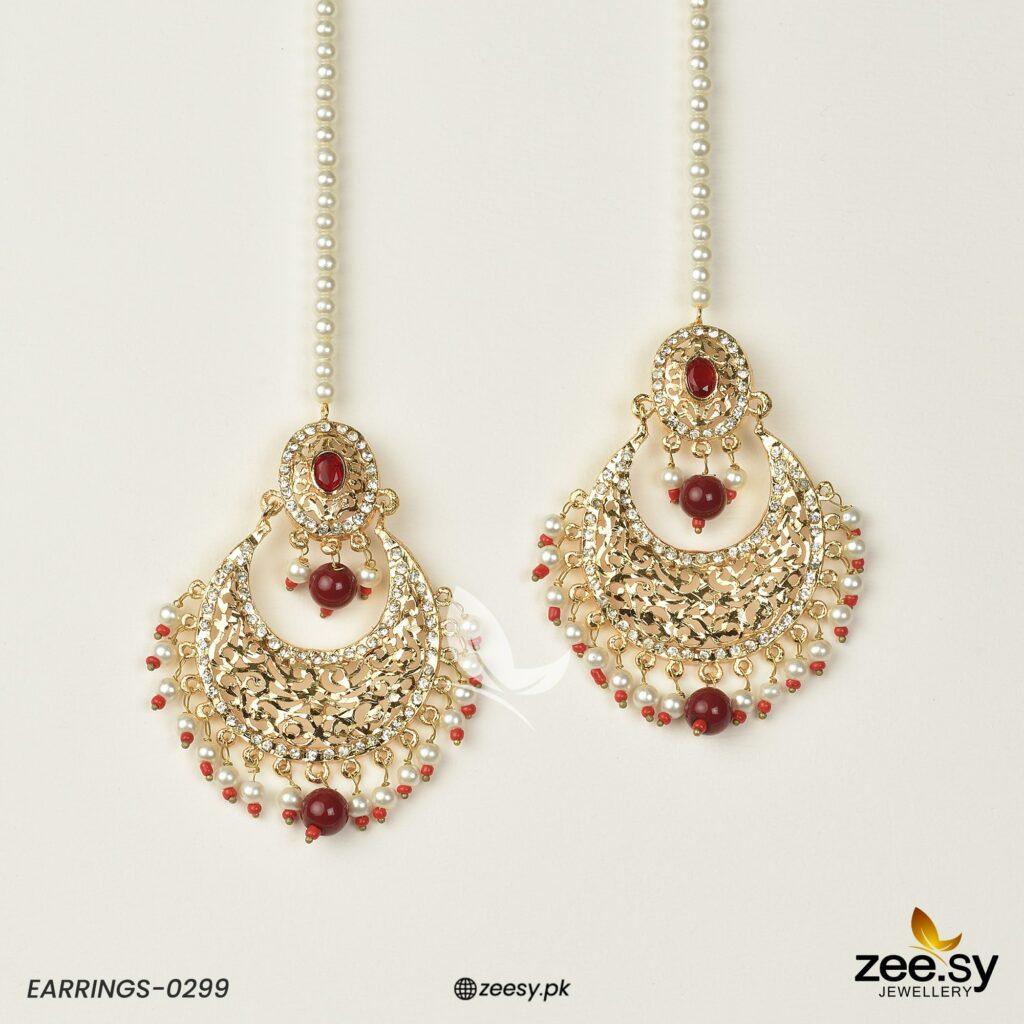 Earrings-0299 Pearl Red
