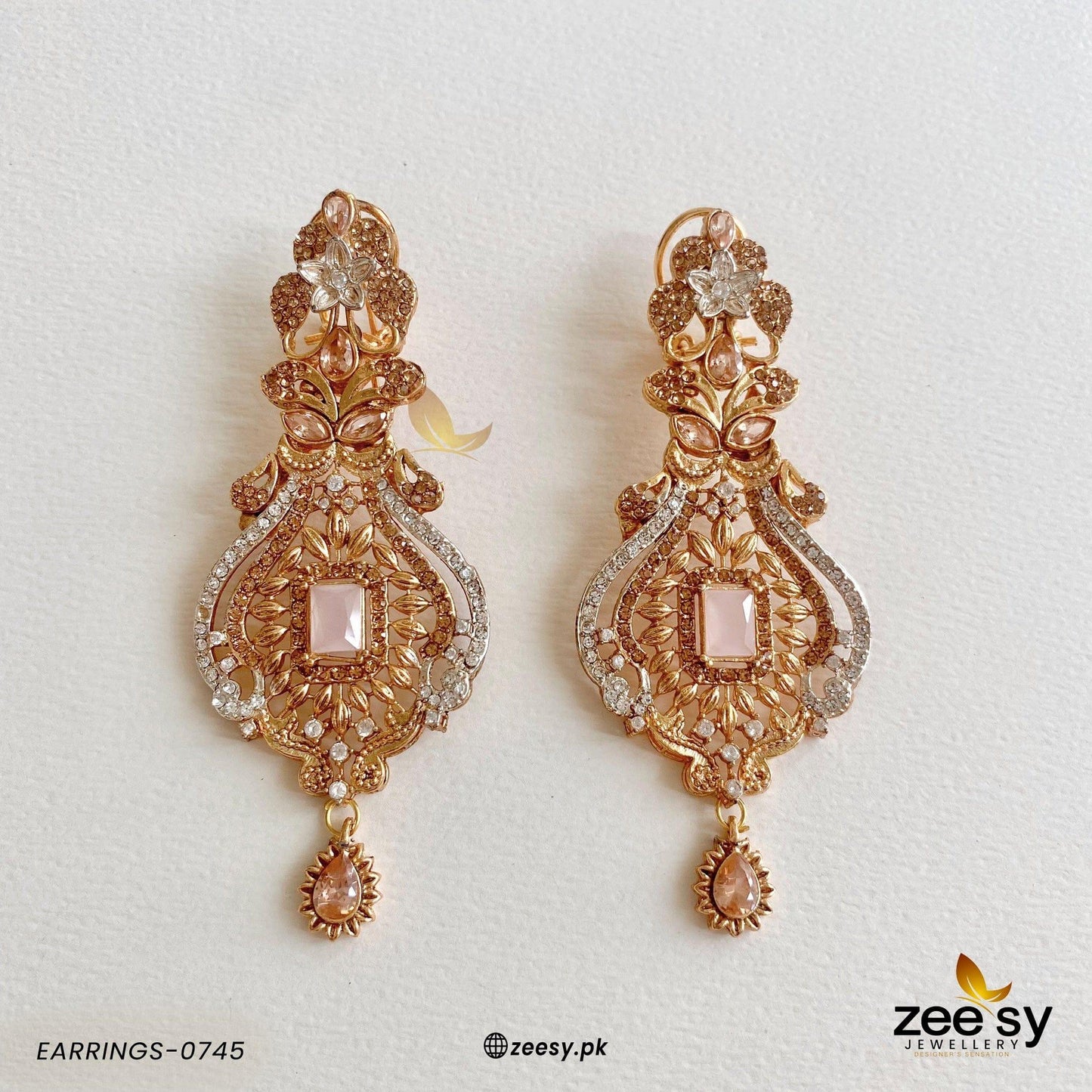 Earrings-0745 Golden Mint Pink