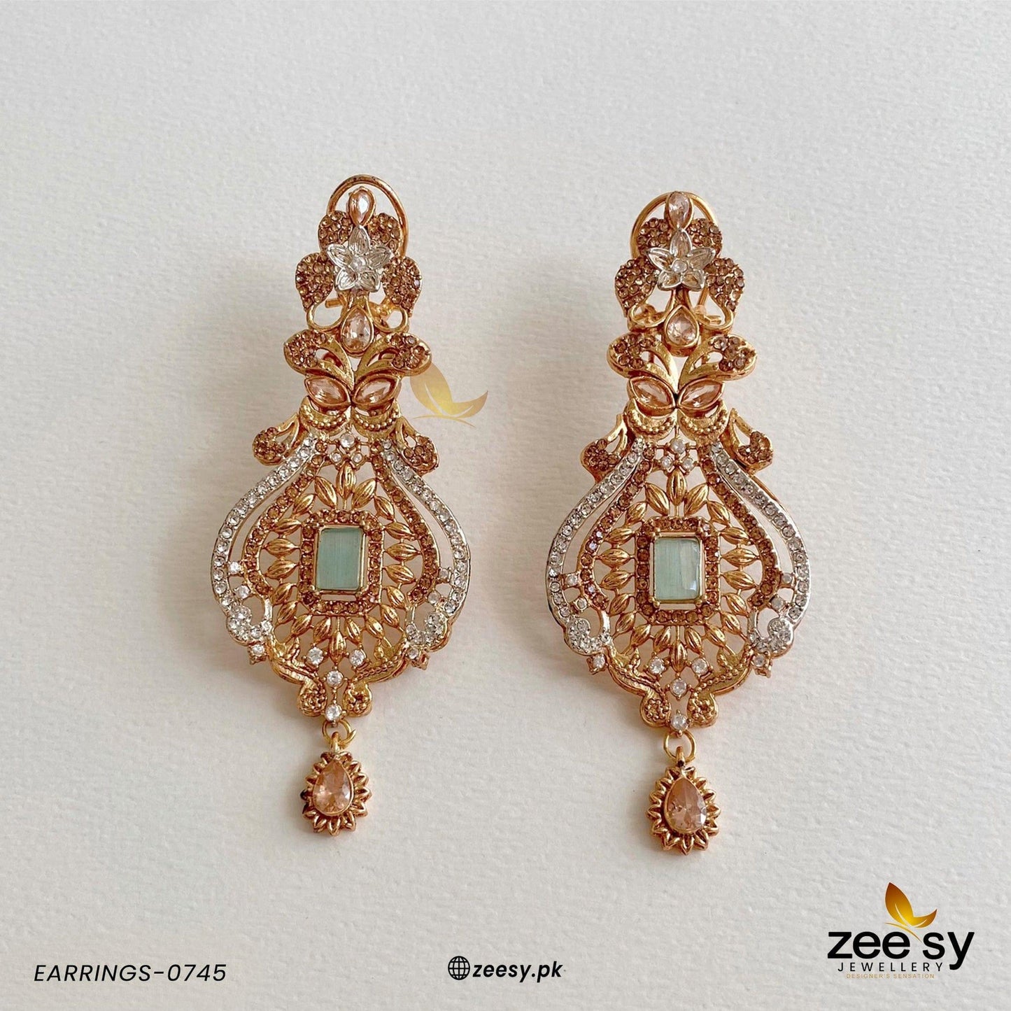 Earrings-0745 Golden Mint Greeen