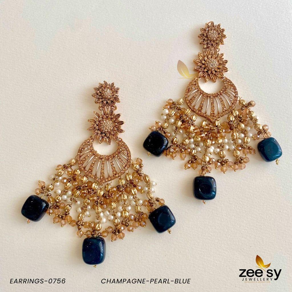 Earrings-0756 Champagne-Pearl-Blue