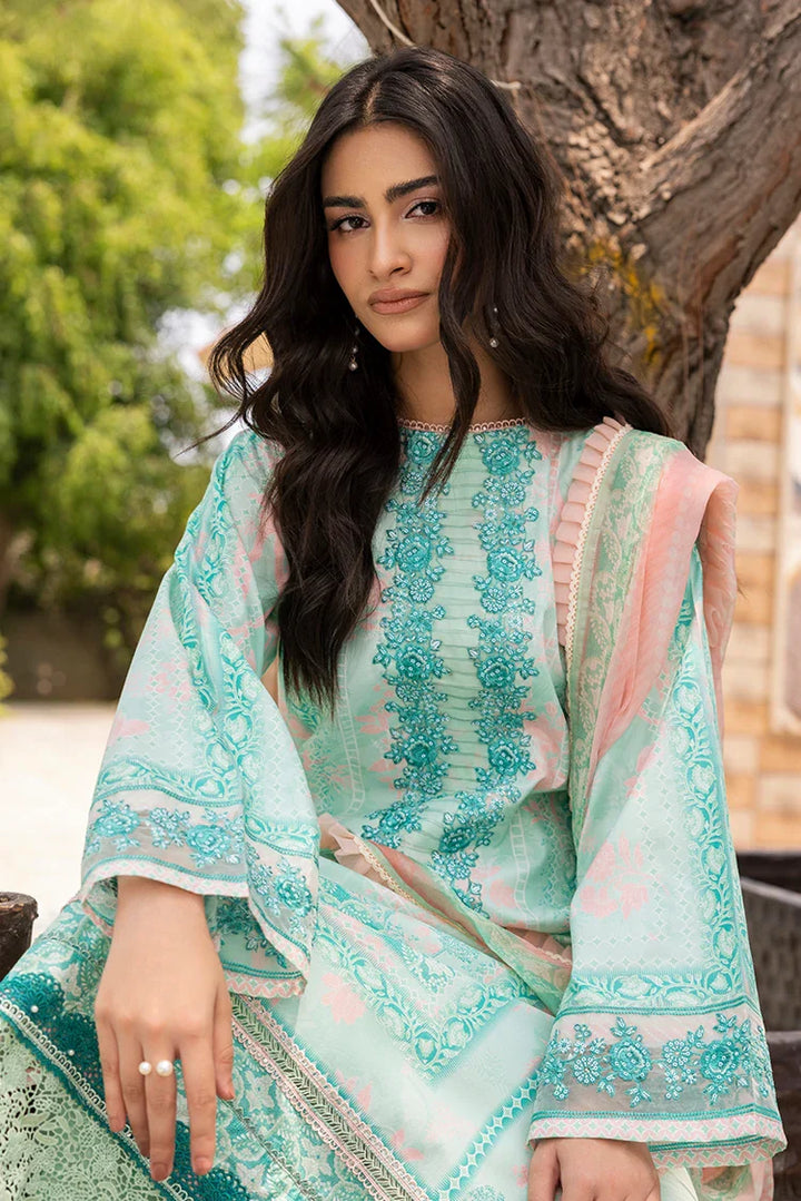 Ellena | Signature Embroidered Collection 25 | A-03 XL Ice Blue Lawn