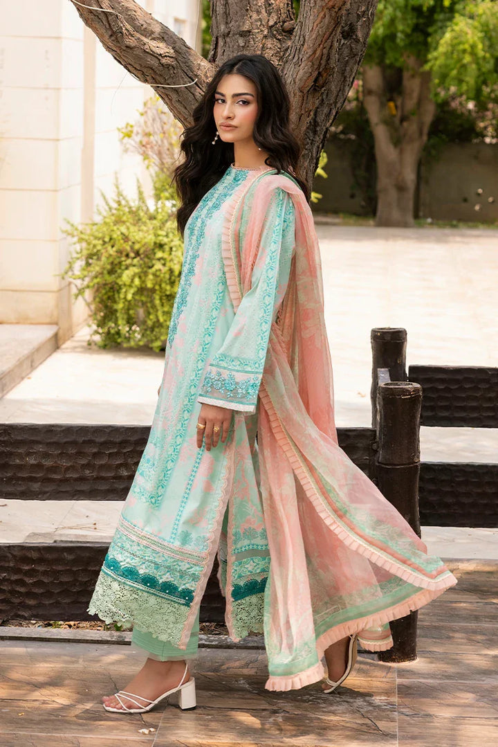 Ellena | Signature Embroidered Collection 25 | A-03 M Ice Blue Lawn
