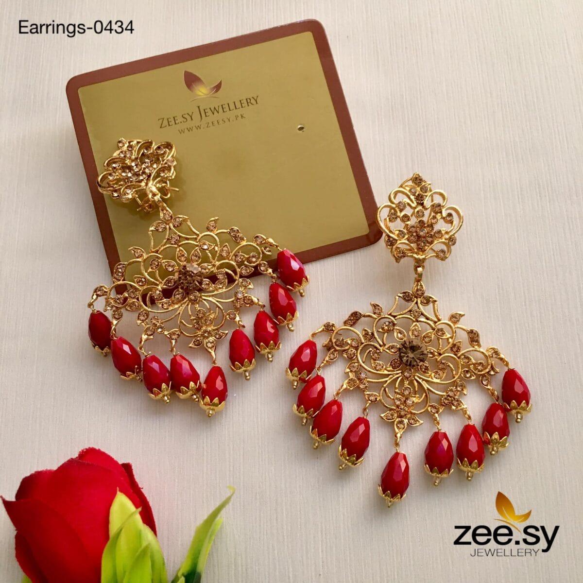 Sunflower Earrings-0434 Champagne Red