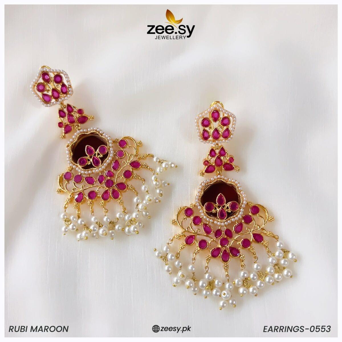Earrings-0553 Rubi Maroon