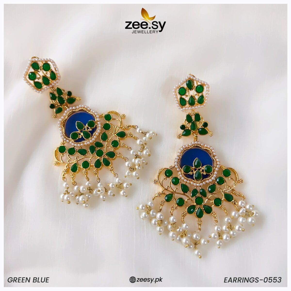 Earrings-0553 Green Blue