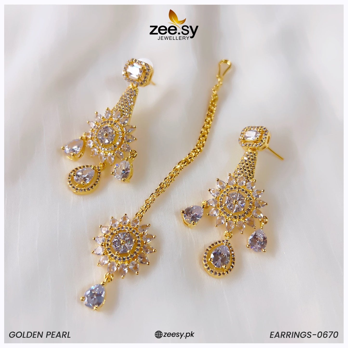 Earrings-0670 Golden White