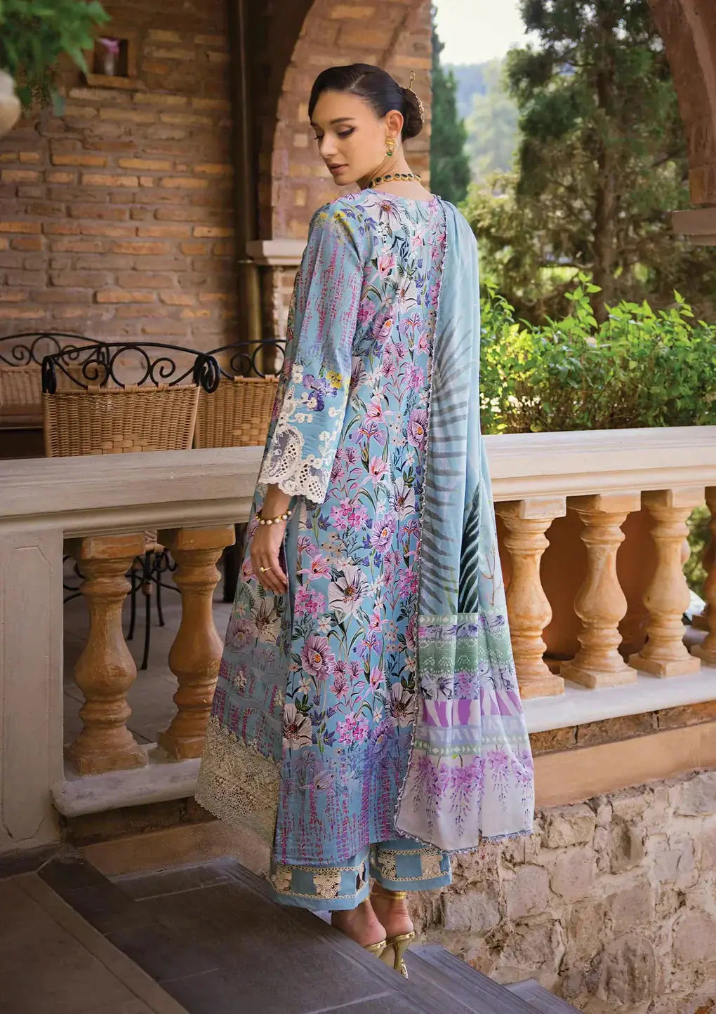 Elaf Premium | Print Chikankari 24 | ECT-03A OCEAN BLUE - Pakistani Designer Dress - by Elaf Premium | Type: Luxury - 100% Original at Saira Sultan