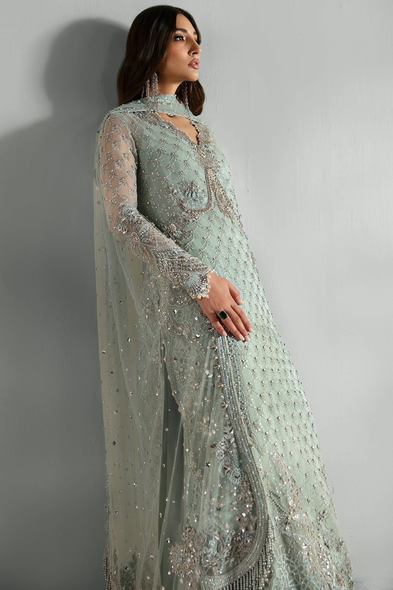Elan | Pret Crepusule | RŠVE DE GIVRE (EP-21301) L Ice Blue Organza and Net