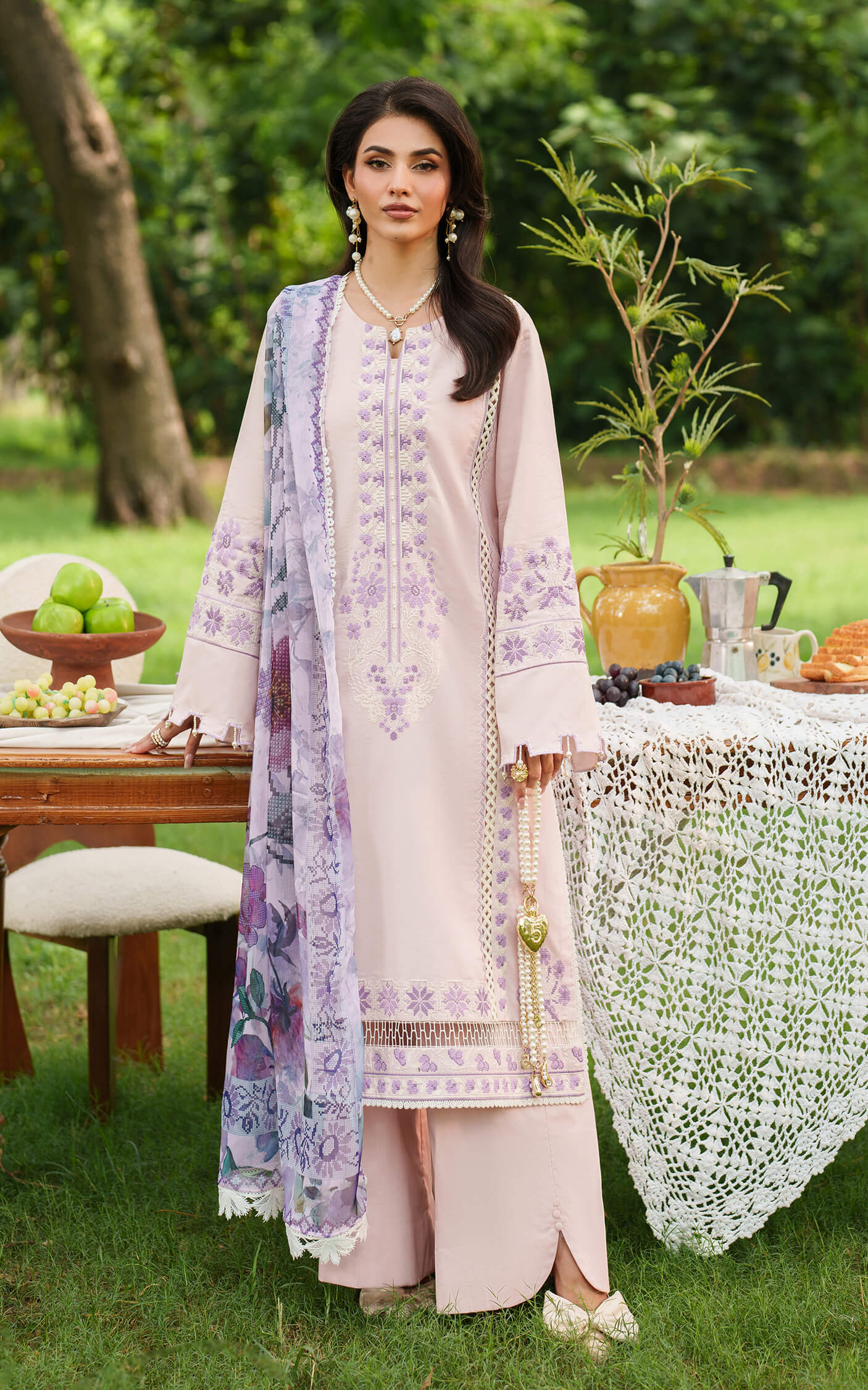 Asifa and Nabeel | Eden Cambric 25 | Elysian Petals ECU25-08 - Pakistani Designer Dress - by Asifa and Nabeel - Type : Ladies Clothes - 100% Original at Saira Sultan