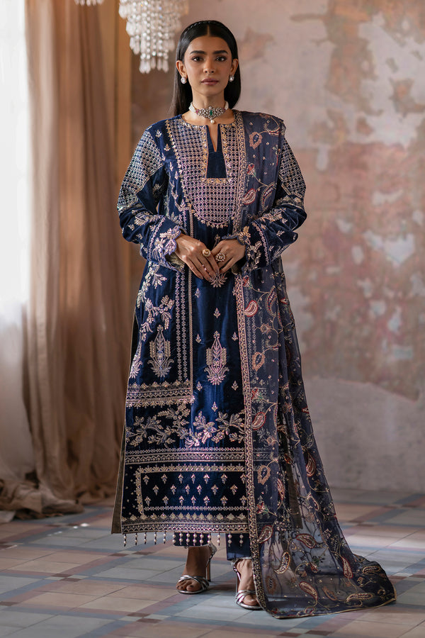 Emaan Adeel | Saanjh Velvet Collection 24 | Roshni XS Navy Velvet