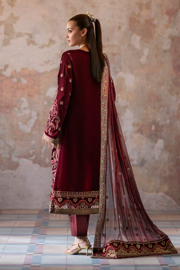 Emaan Adeel | Saanjh Velvet Collection 24 | Tara S Deep Red Velvet
