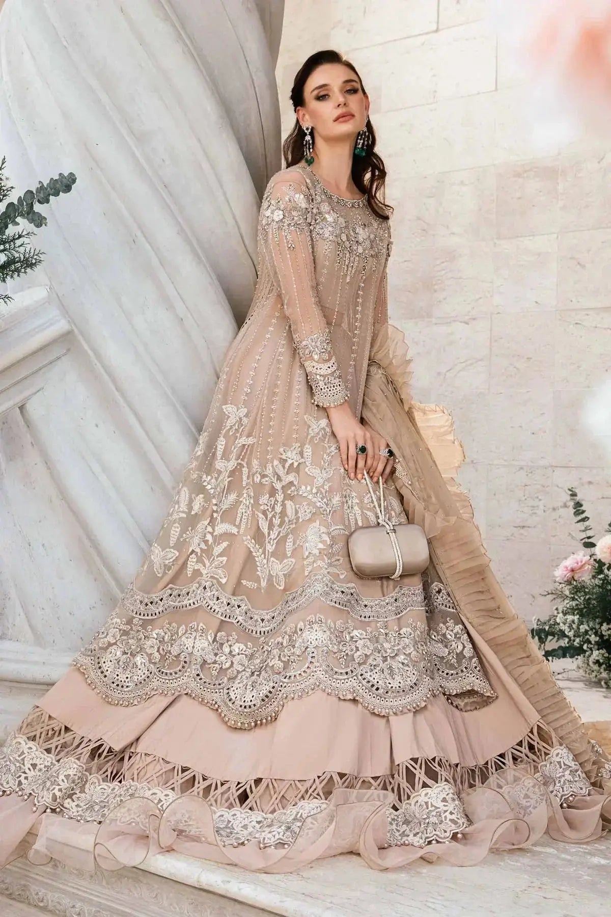 Maria B | Mbroidered Fabrics 2024 | BD-2801 - Pakistani Designer Dress - by Maria B | Type: Bridal - 100% Original at Saira Sultan