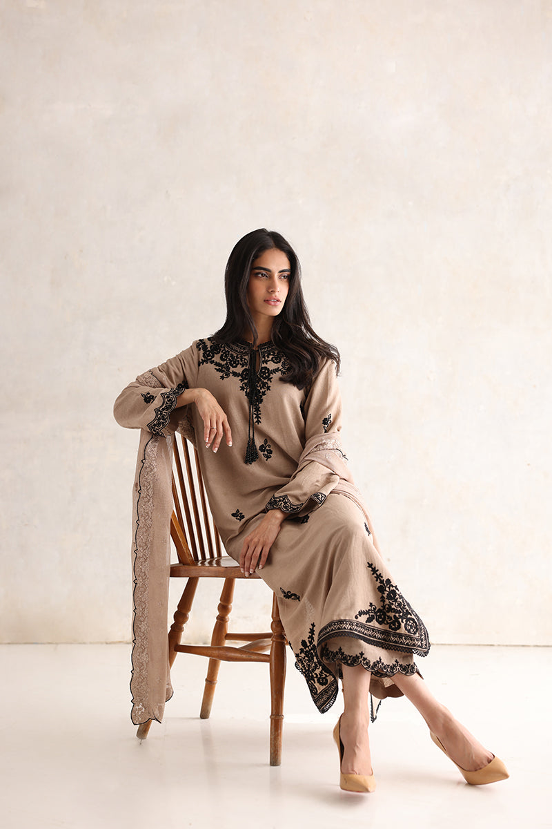 Sana Abbas | Luxury Pret | Emira L Beige Pure Karandi