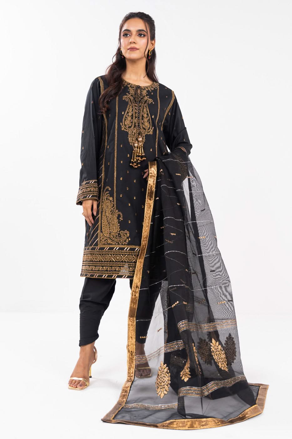 AlKaram | Festive Summer 25 | FC-1A-25-Black XS Black Lawn
