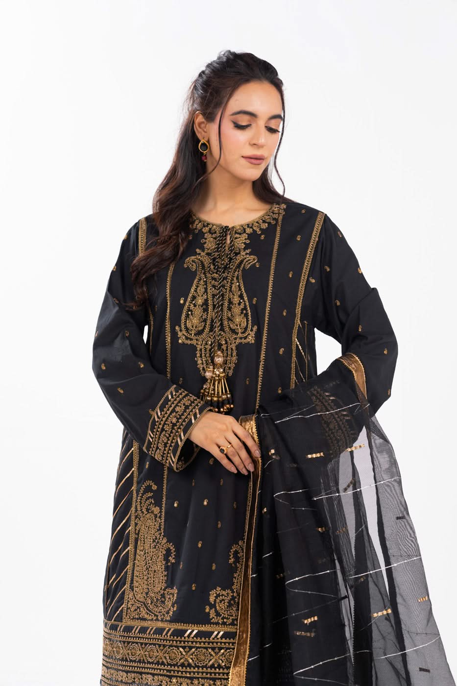 AlKaram | Festive Summer 25 | FC-1A-25-Black M Black Lawn