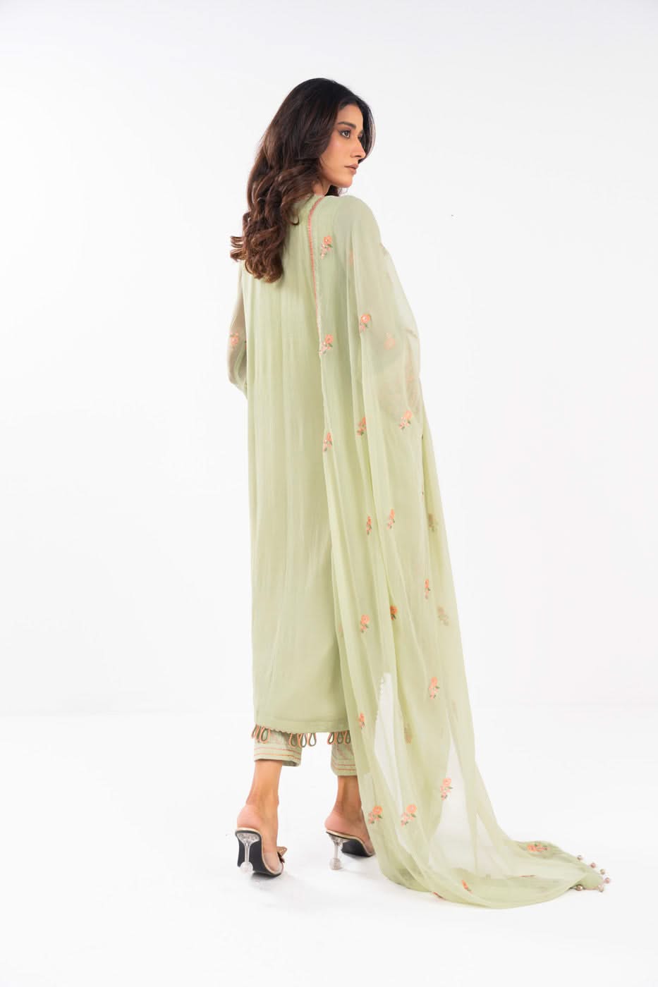 AlKaram | Festive Summer 25 | FC-22I-25-Pistachio S Pistachio Green Chiffon