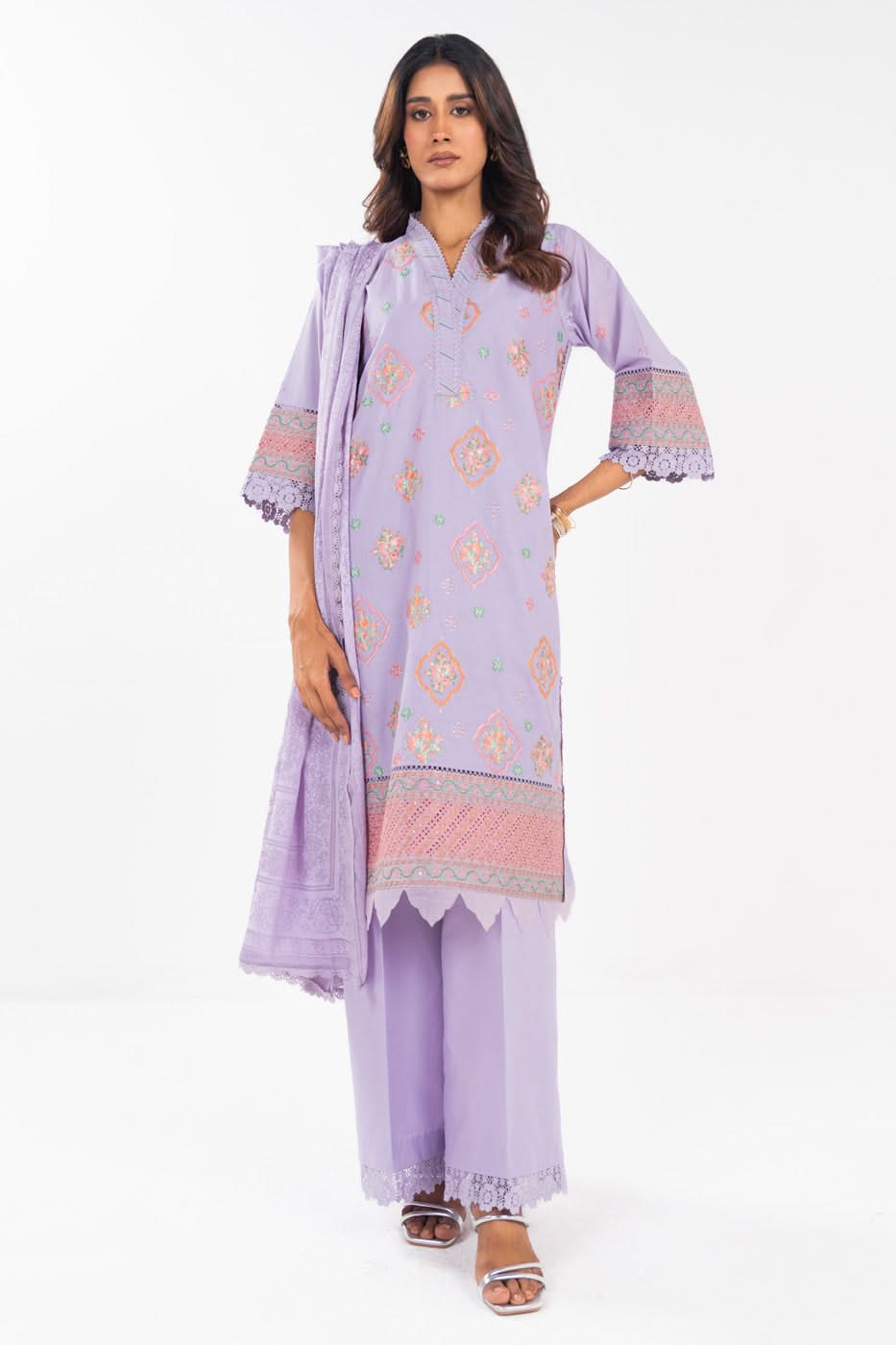 AlKaram | Festive Summer 25 | FC-24J-25-Lavender XS Light Lavender Lawn