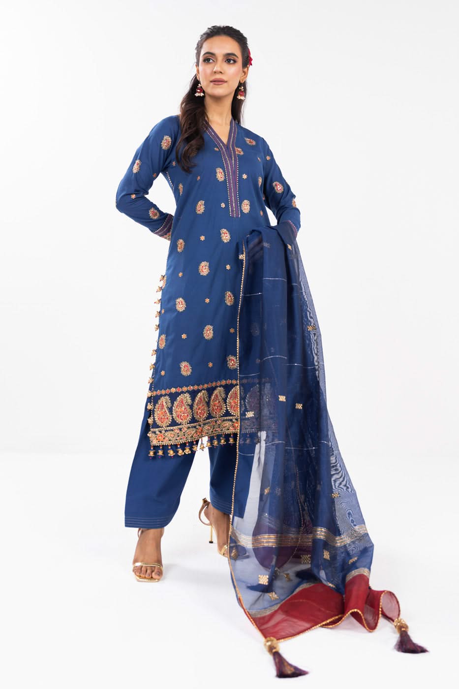 AlKaram | Festive Summer 25 | FC-2A-25-Dark Blue XS Blue Lawn