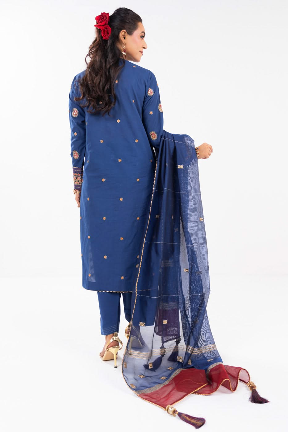 AlKaram | Festive Summer 25 | FC-2A-25-Dark Blue S Blue Lawn