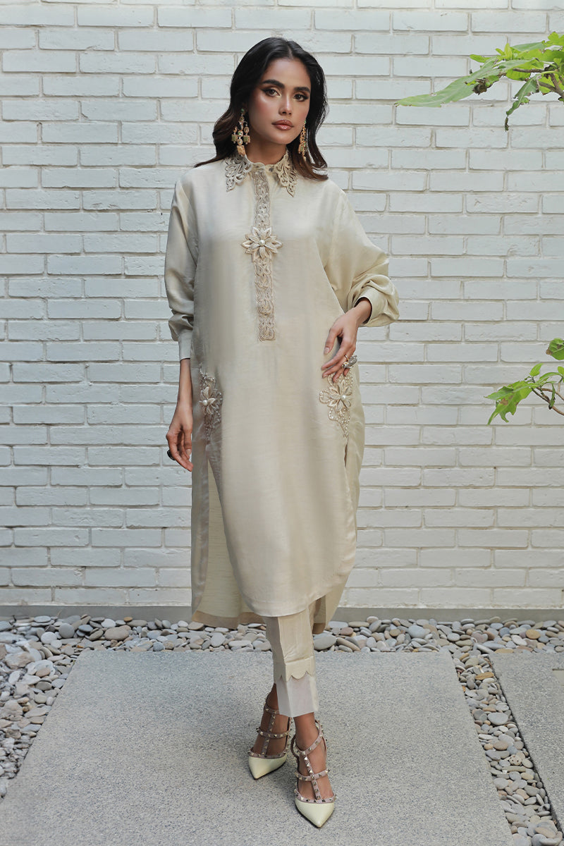 Wardha Saleem | Luxury Pret Traditional Wear | MIA XS Off White Korean Raw Silk