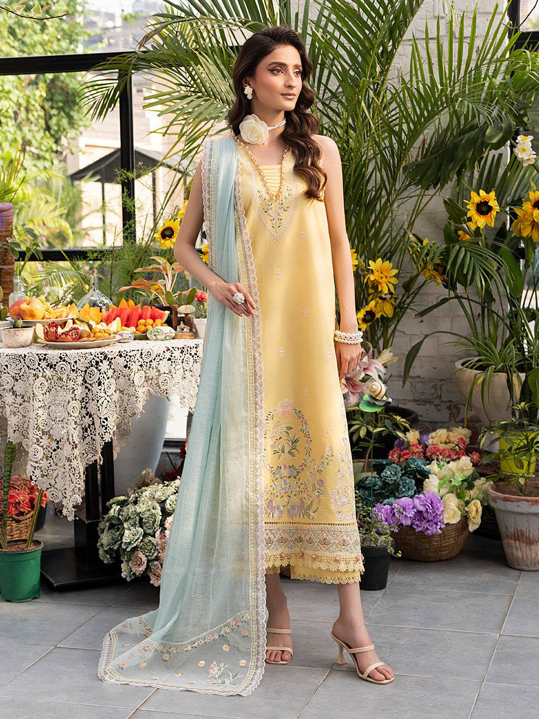 Izel | Meadow Muse Embroidered Lawn 25 | FLEURIS - Pakistani Designer Dress - by Izel | Type: Ladies Clothes - 100% Original at Saira Sultan