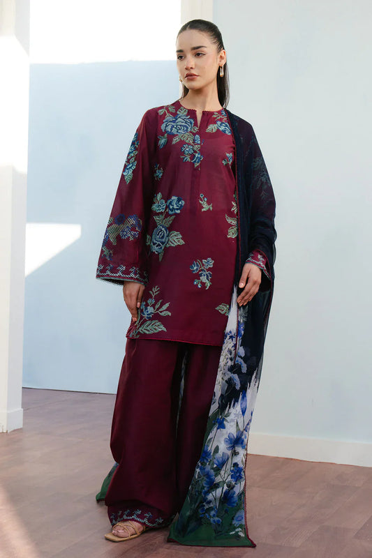 Zara Shahjahan | Coco Lawn 25 | FREYA-4B XS Burgundy Lawn