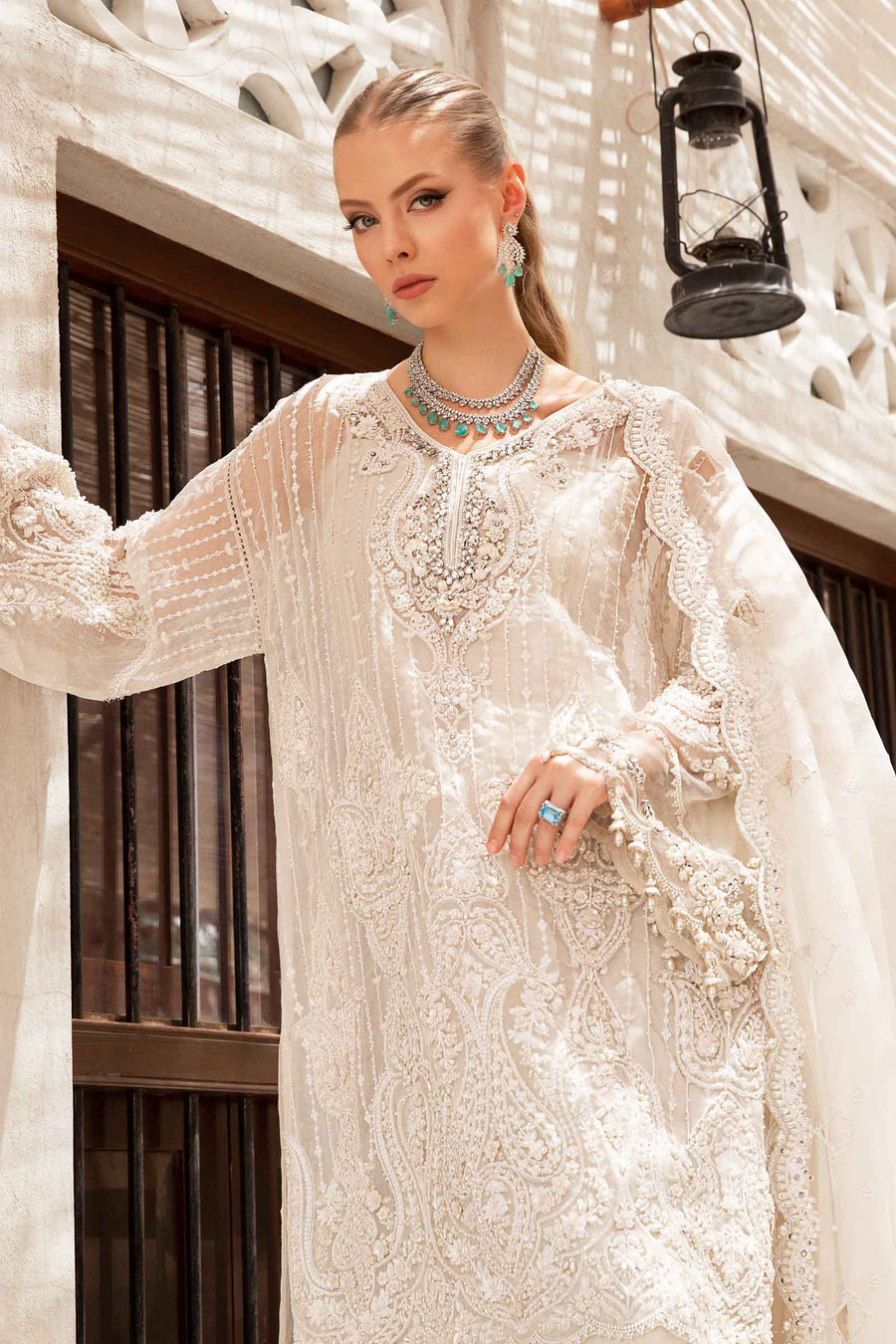 Maria B | Bridal Formals | Pearla L Off White Pure Organza