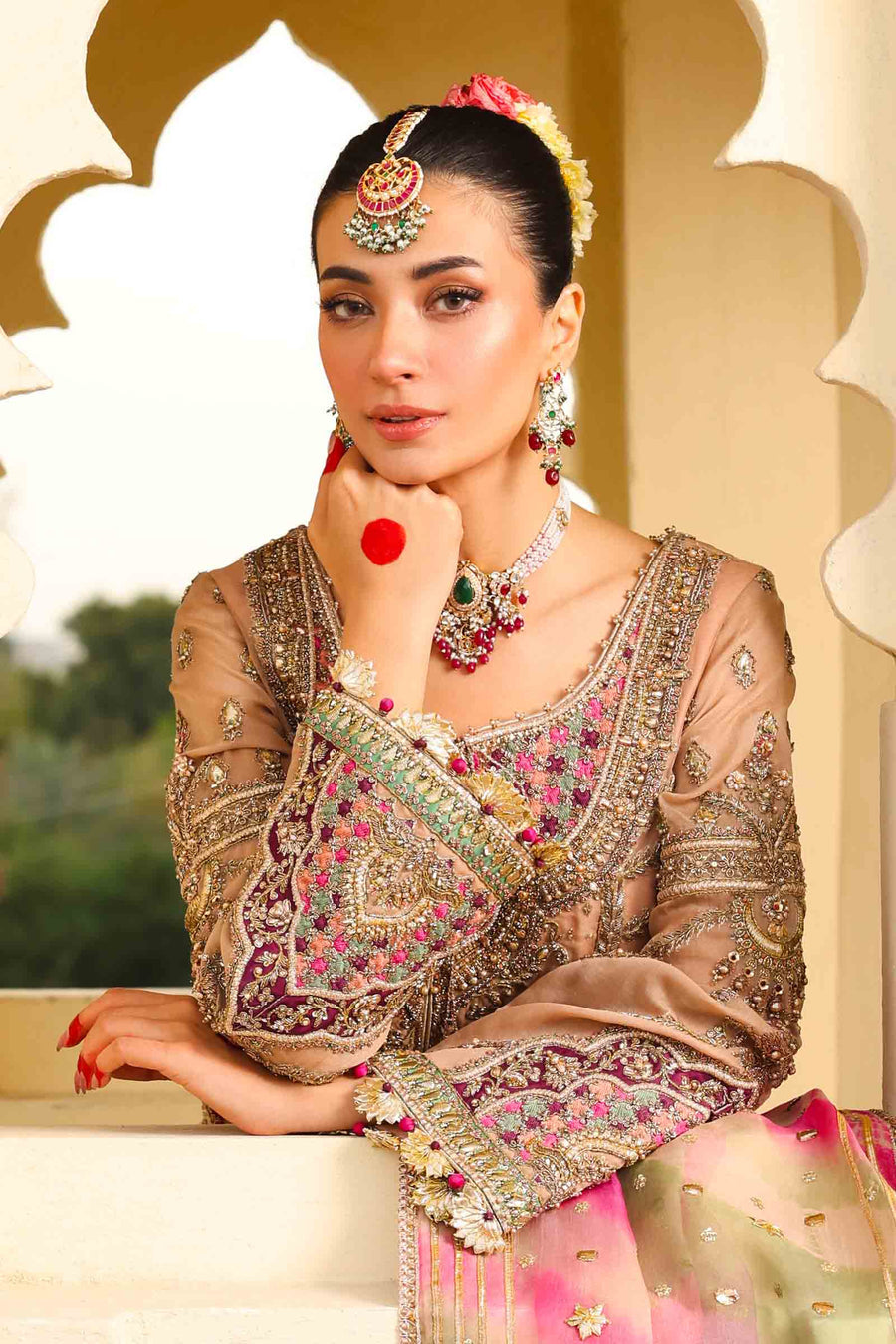 Maria B | Bridal Formals | Zeenat-un-Nisa L Peach Pink Pure Organza