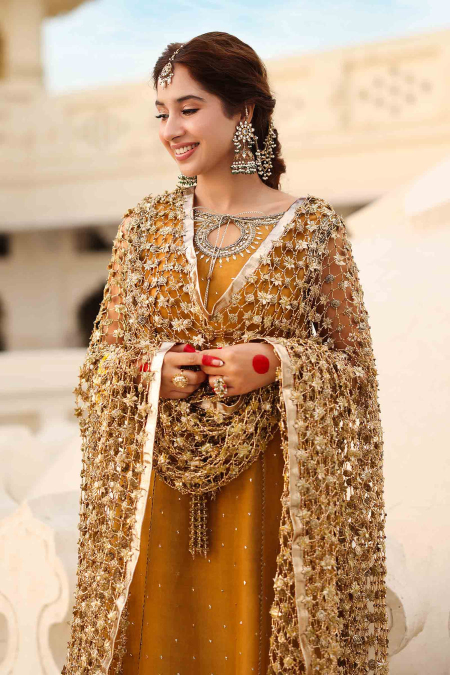 Maria B | Bridal Formals | Roshanara Begum XL Mustard Pure Organza